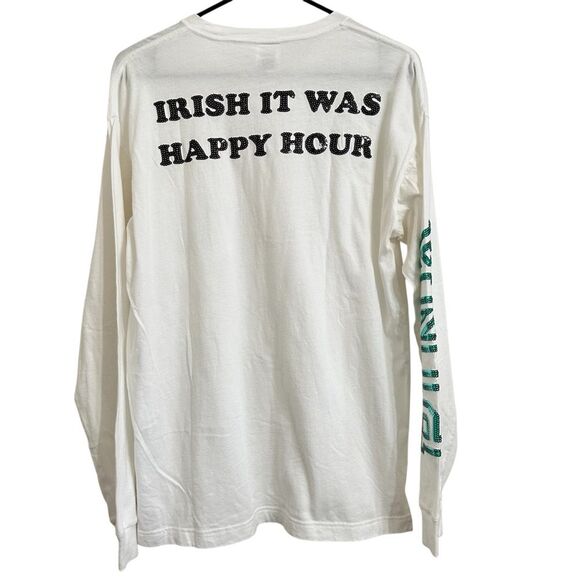 VICTORIA'S SECRET PINK "IRISH IT WAS HAPPY HOUR" SEQUIN LONG SLEEVE‎ TEE SMALL - Picture 6 of 8